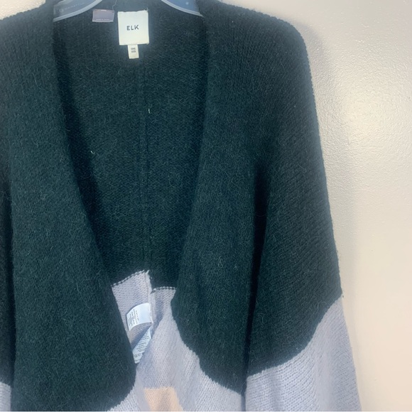 ELK Alpaca Wool Blend Color Block Poncho Sweater - Picture 4 of 16